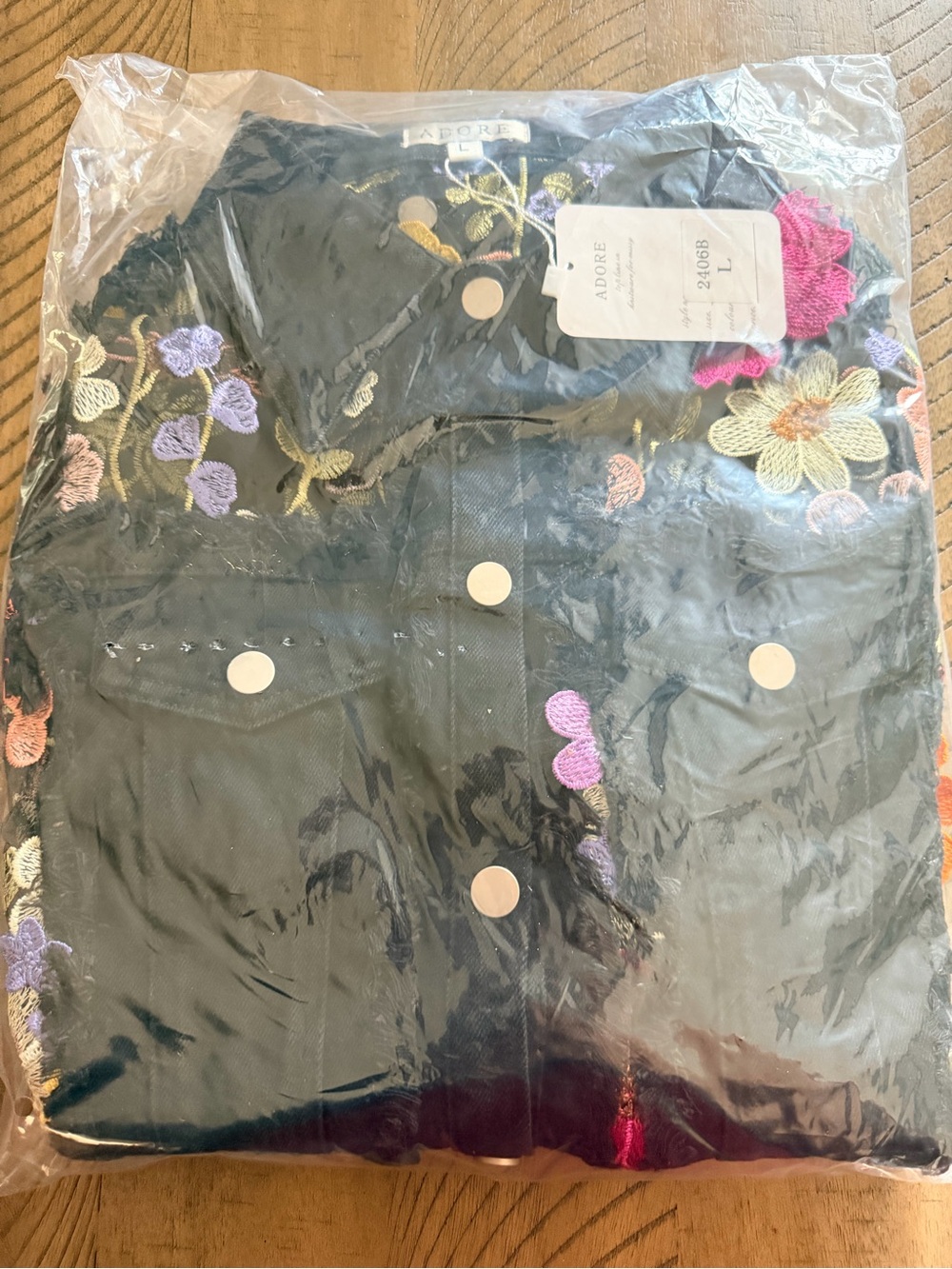 NWT Adore Large Black Floral Mesh Sleeve Denim Jacket Statement Piece NWT - Picture 12 of 13